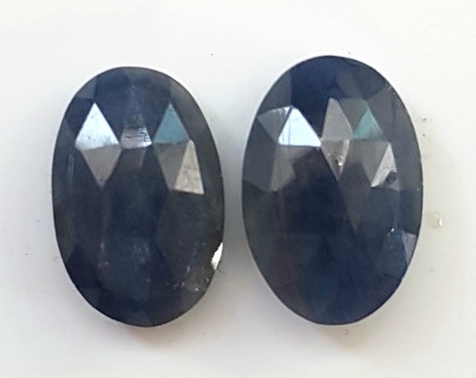 Natural Blue Sapphire, ct.7,20, flat rosecut couple, Oval 12,50x8,30 mm.