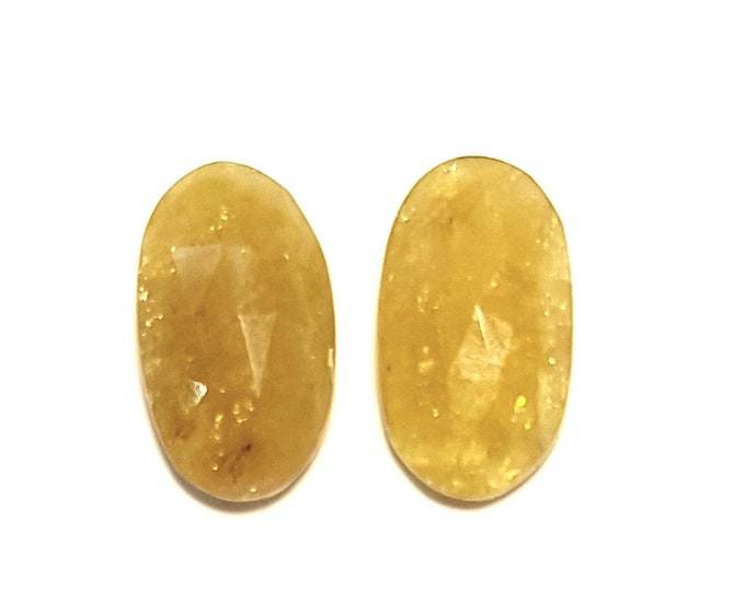 Natural Yellow Sapphire, ct.6,00, flat rosecut couple, Oval 15,20x8,80 mm.