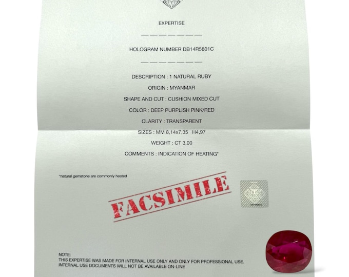 EXPERTISE -  GEMOLOGICAL REPORT