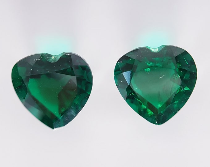 Emerald lab grown, ct.3,41, heart 8,00x8,00 mm., Hydrotermal