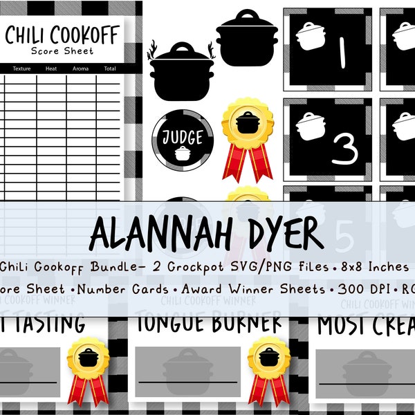 Chili Cook Off Party Printables| DIGITAL| Chili Number Cards| Score Cards| Award Certificates| Crockpot SVG| PNG| Judge| Ribbons| Ward Party