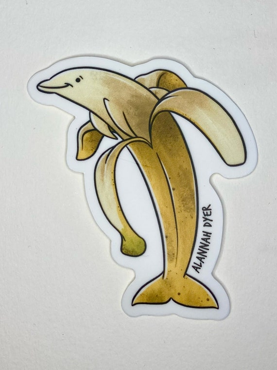 Banana Dolphin Sticker | Cute Funny Cartoon Silly stickers | 3 Water  Bottle | Laptop | College | Teen | Kids