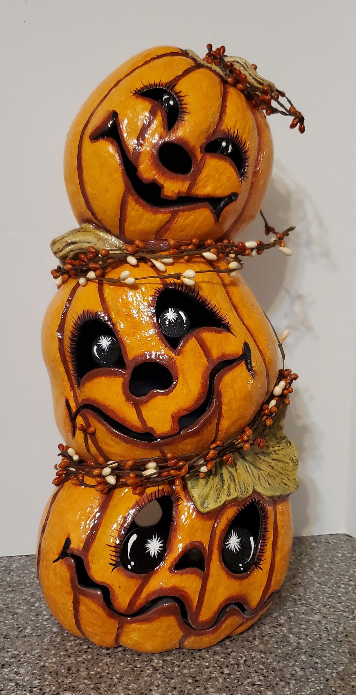 Look at this A Pumpkin Totem Pole Hand made Hand Painted | Etsy