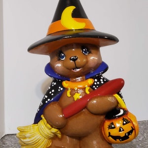 Mr. Bear Witch(a) is here in time for Halloween! What a GREAT ceramic piece to add to your decor.  Price includes shipping.