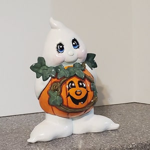 Ghost with Jack-O-Lantern ceramic statue is a Halloween must have.  So Cute! Price includes shipping.