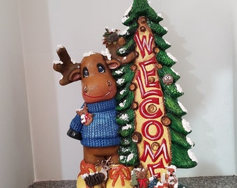 Moose Welcome Sign; welcome to the wintery months.  Price includes shipping.