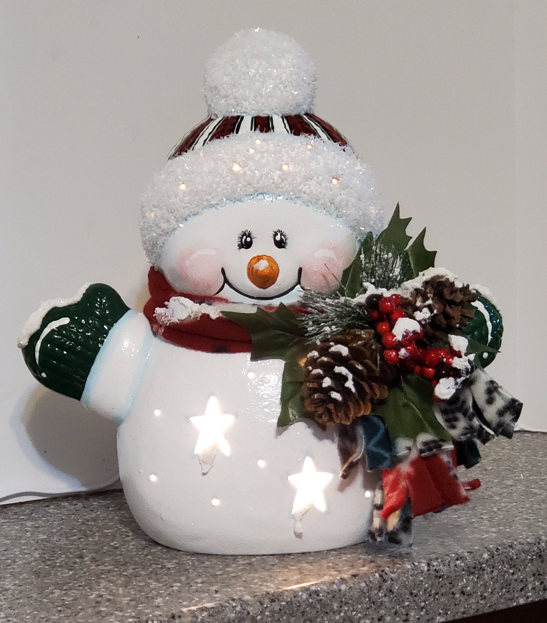 Snowman Light up Christmas Tree 11 Ceramic Bisque, Ready to Paint