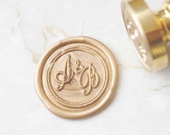 Sello de lacre personalizado con doble inicial, sello de lacre personalizado con 2 monogramas para invitación de boda, sello de lacre para sobres L65