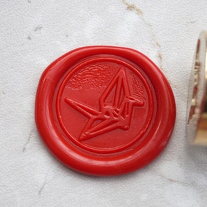 WENS KRAAN ORIGAMI Wax Seal Stempel Bruiloft Uitnodiging Gepersonaliseerde Postzegel C163