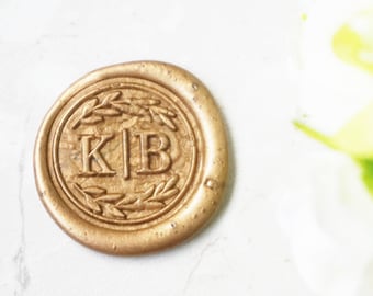Custom Initials Wax Seal Stamp with Olive Leaves /Wedding Seal Stamp/ Personalized Invitation seal stamp L03