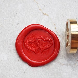 Timbro con sigillo di ceralacca a doppio cuore sigillo per invito a nozze/timbro per matrimonio personalizzato w99