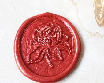 Peonie flower   wax seal stamp  Botanical sealing stamp kit   wedding invitation seal C70