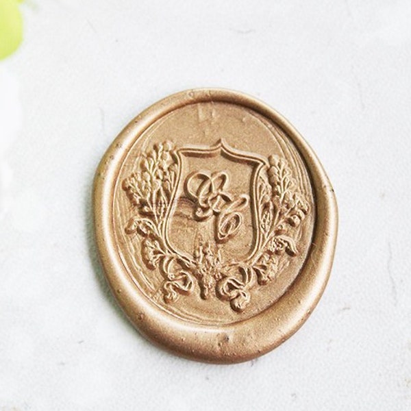 Personalized intial with Wreath Crest wax seal stamp ,  Wedding Invitation Sealing Wax Stamp,Wax Seal Kit L140