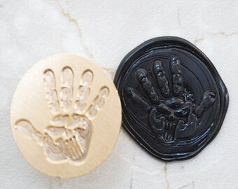 Punish Hand Print Schedel Wax Seal Stamp / Skeleton Man wax zeehonden kaart / Halloween zeehonden C63