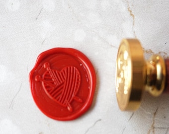 Woolen Heart   Wax Seal Stamp/ Wedding Invitation Seal/Custom wedding seals/Knitting with heart sealing wax C31