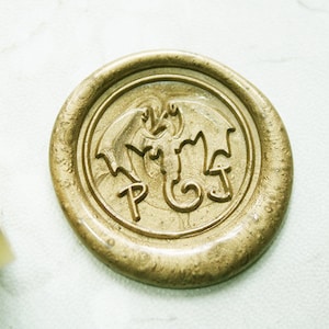 Sello de cera con iniciales personalizadas y dragones - Sello de cera para bodas - Sello de cera L225