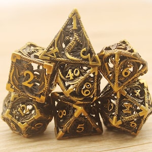 Metal Dice | Dnd Dice Set | D and D Dice | Dungeons and Dragons Dice | RPG Polyhedral Dice | Retro Dice | Hollow Dice | D20 D12 D10 D8 D6 D4