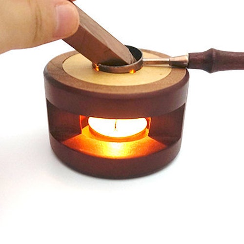 Sealing Wax Warmer Wooden Stove Spoon Melting Spoon Set for Paint Wax Burning and Melting Wax Seal Kit Vintage Melting Furnace Tool 