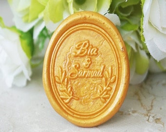 Names Wax Seal Stamp with Laurel  - Custom Sealing Wax Stamp Kit - Personalized Wax Stamp - Invitation Wax Seals Stamp L255