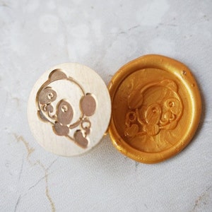 Mignon Panda Wax Seal Stamp sceau de cire kit, timbre de scellement d’invitation de fête, sceaux de thème animal, cadeau de douche de bébé C56