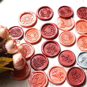 Blumenwachs Siegel Stikcer, Selbstklebende Wachs Siegel Kollektion, Umschlag Siegel,Peonie Cosmos Rose Calendula Aster