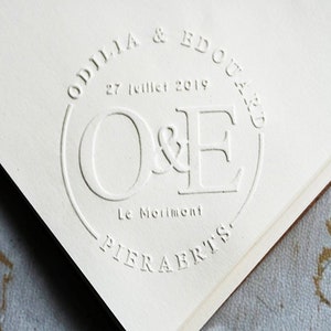 Custom Name Embosser stamp, Wedding Embosser Monogram with date , Adres Embosser, Hand Held Embosser