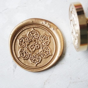 OM Yoga Vintage Style Ottone Cera Sigillo Francobolli Kit Invito a Nozze Timbri sigillanti Maniglia in legno C222
