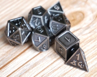 D&D dice-Polyhedral dice Set-rpg Dice-Set of 7 dice Ancient Metal Dice-Heavy Dice for dungeons and dragons-dnd dice-Classic