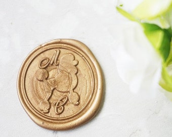 Custom initial wax seal stamp with Poodle Dog /wedding invitation seal/Invitation seal stamp/Poodle Sealing Stamp L183