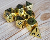 dnd dice set-Gold Finish Set-7 Piece Dice Set for Dungeons and Dragons-RPG dice-dnd dice set-Heavy Gold Solid Metal Polyhedral D D Dice