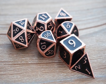 Zestaw kości wielościennych Copper-kości d&d-kości D4 D6 D8 D10 D% D12 D20 do gry RPG-kości dnd-zestaw kości-oszałamiający zestaw kości do gry Dungeons and Dragons