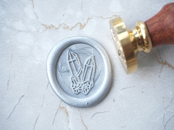 Crystal Stone Metal Stamp /crystal Geometric Wax Sealing Kit /crystal Stone  Metal Stamp /raw Quartz /wedding Wax Seal C14 