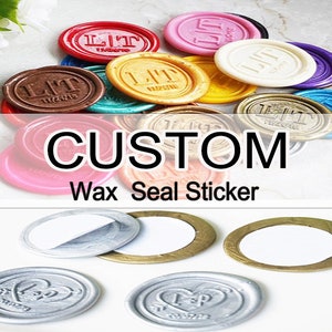 Aangepaste TWEE Initialen met datum Zelfklevende Wax Seal Stickers, Personaliseer bruiloft wax stempel, envelopzegel, RSVP zegels, 26 kleur beschikbaar