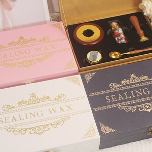 Gepersonaliseerde wax seal stempel / Vintage Smeltende Kachel houten doos set / Sealing Wax Houten Smeltoven Tool houtkist set