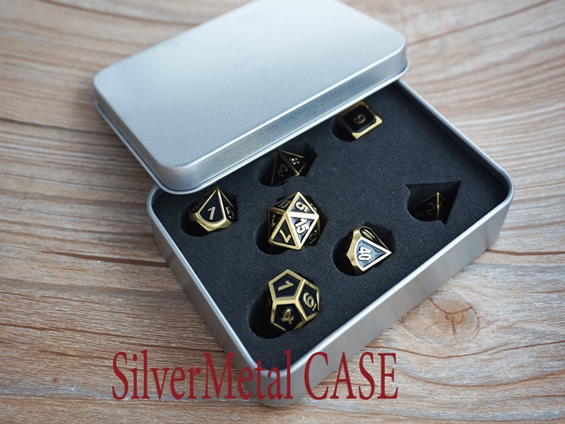 Jeu De 7 Dés D&D En Métal – Motifs 3D Relief – Laiton – D4 à D20 – Cadeau Pour Joueur De Rôle