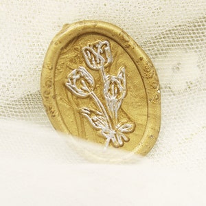 Tulip Oval Wax Seal Stamp, Wax seal stamp for Wedding invitation, wax Seal Stamp Kit