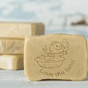 Adoro il timbro del sapone da bagno, il timbro del sapone per bambini, il timbro del sapone fatto a mano, lo stampo acrilico, il timbro con maniglia, il timbro acrilico