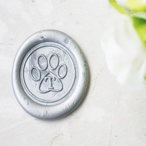 Custom Initials Dog Pet Paw Wax Seal Stamp Sealing Wax Dog Stamp /wedding invitation seal/Invitation seal stamp/Pawprint Wax Seal L165 image 1