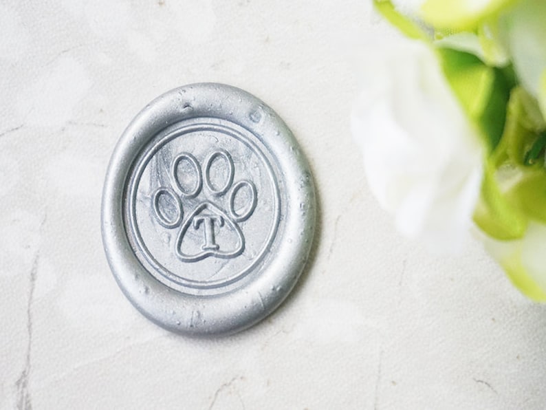 Custom Initials Dog Pet Paw Wax Seal Stamp Sealing Wax Dog Stamp /wedding invitation seal/Invitation seal stamp/Pawprint Wax Seal L165 image 1