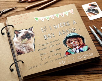 Square  Photo Album / Kraft cover Blank Photo Album / wedding photo album/ wedding guest book /Scrapbook