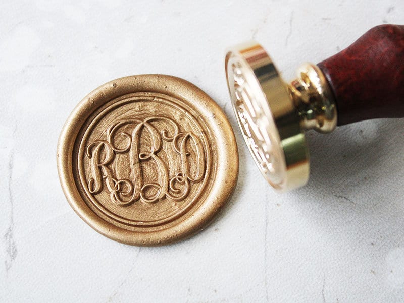 Personalized wax seal stamp with 3 triple initials monogram Etsy