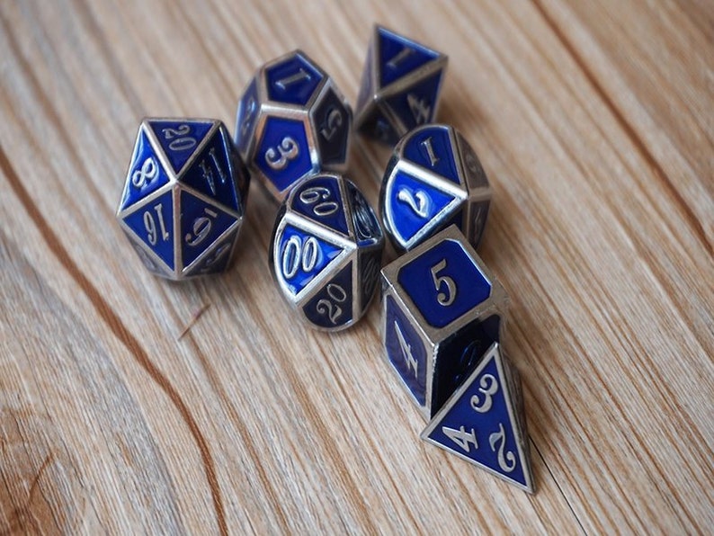 Royal Blue Enamel Metal DicePolyhedral dice setd&d dice Etsy