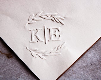 Personalized Wedding Monogram with olive Embosser, Custom Monogram Embosser, Wedding Embosser ,Wedding invite,