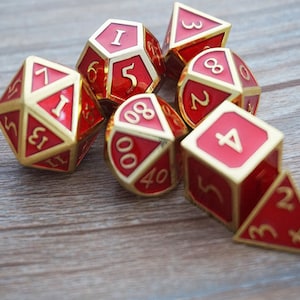 NewRed enamel-rpg Dice-dice set dnd Dice-dungeons and dragons dice-DnD dice Set-Metal Dice-d&d dice-Polyhedral dice set