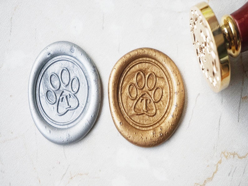 Custom Initials Dog Pet Paw Wax Seal Stamp Sealing Wax Dog Stamp /wedding invitation seal/Invitation seal stamp/Pawprint Wax Seal L165 image 3