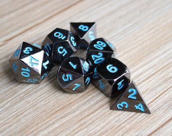 Blue number dice Dice-Antique copper Metal Dice/metal Dice-dice set/ Dice D&D Metal Dice Dungeons and Dragons-Metal Dice-Polyhedral dice set
