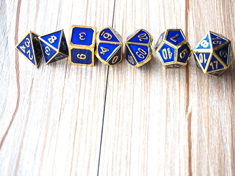 Royal Blue and Gold DND Dice Set for Dungeons and Etsy