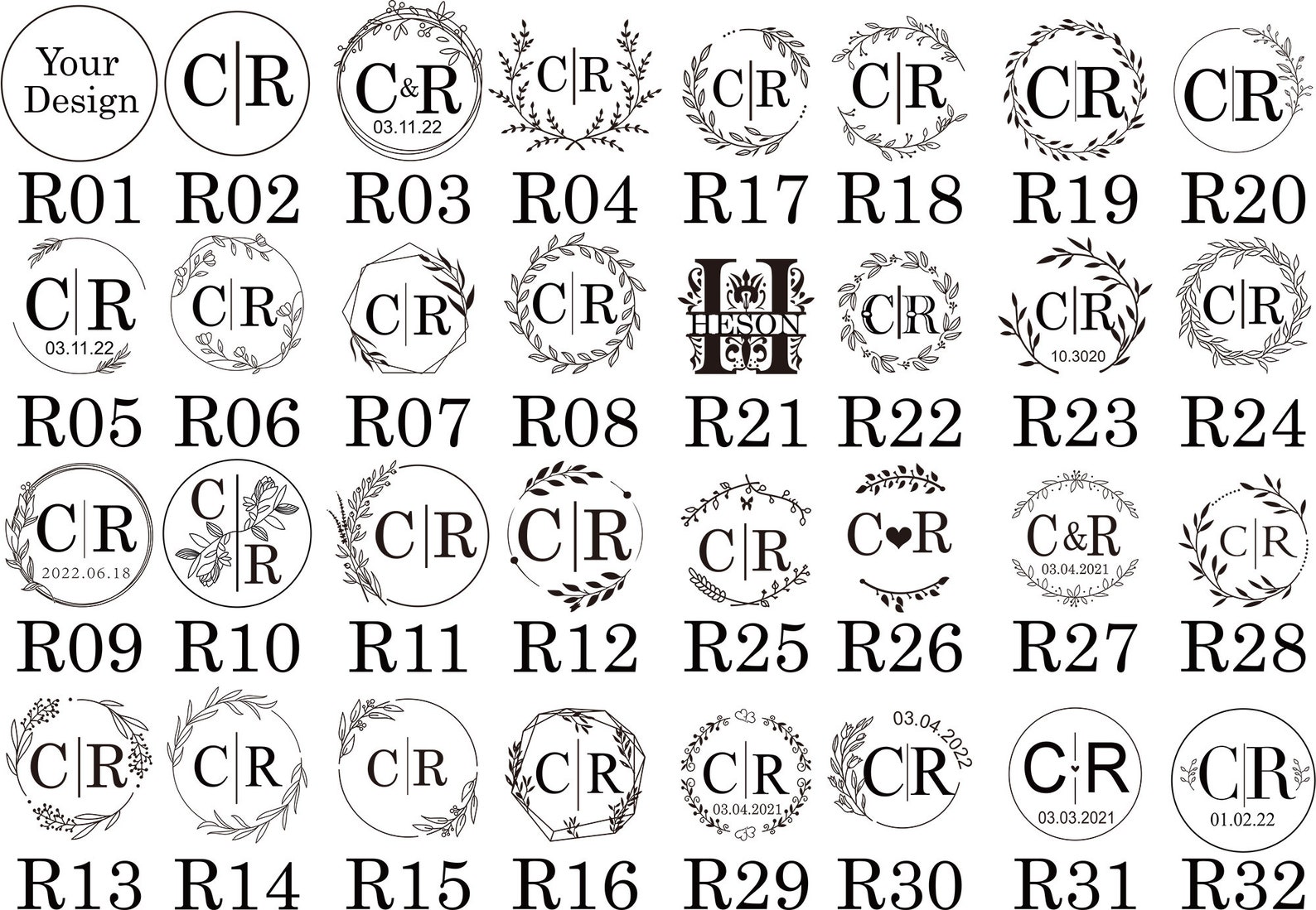 Initials Embosser Stamp Date Embosser Wedding Embossing Etsy