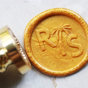 Personalized Initials with Palm tree Wax Seal Stamp / Custom Wax Seal Kit/ Tropical Wedding Seal Stamp/Invitation seal stamp L188