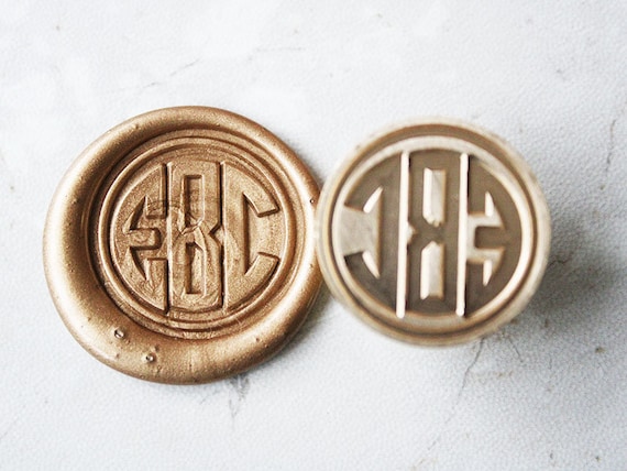 Personalized Wax Seal Stamp With 3 Triple Initials Monogram